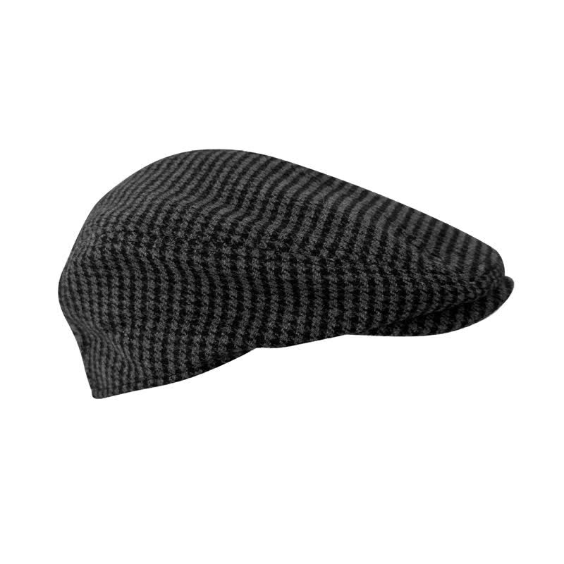 Black & Gray Houndstooth Checks Ivy Beret Cap