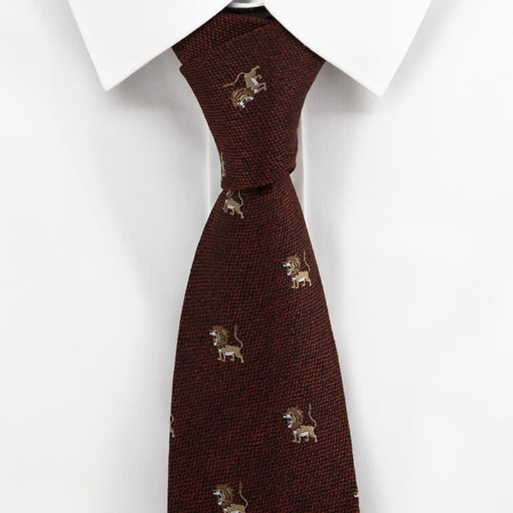 Men's Cartoon Animal Hunter Lion Necktie