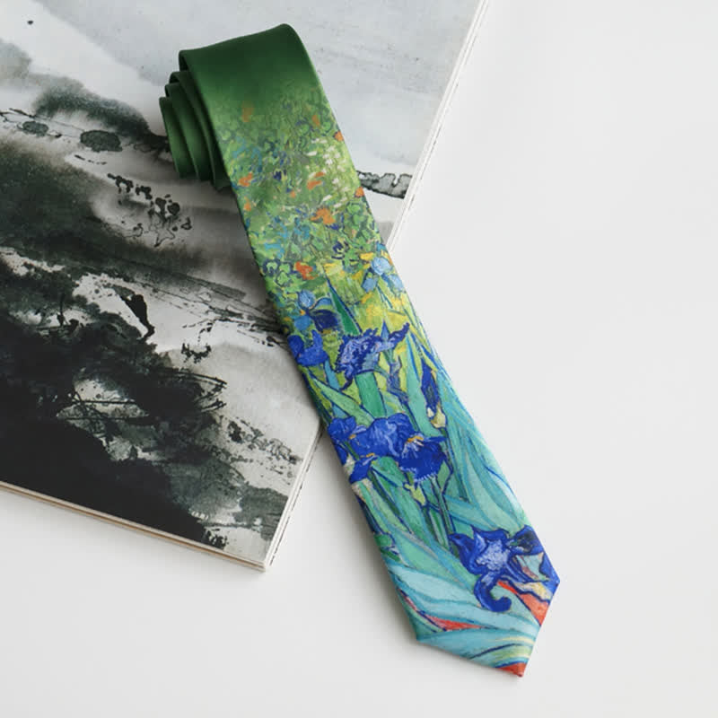 Men's Creative Oil Printing Iris necktie