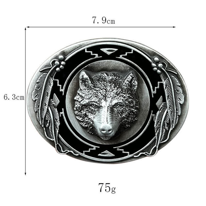 Men's DIY Vivid Wolf Head Buckle Leather Belt