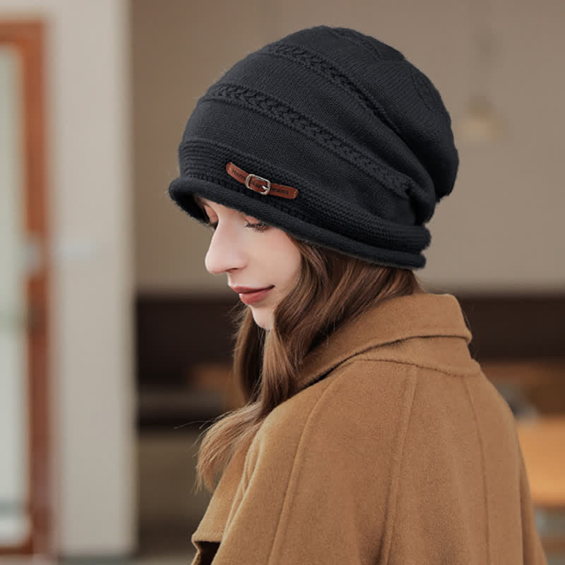 Women's Packable Winter Cap Pile Knitted Hat