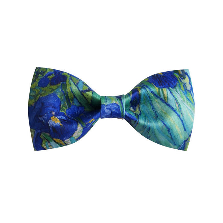 Men's Creative Oil Printing Green Iris Bow Tie