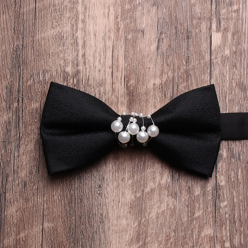 Men's Black Personality Pearls Bow Tie