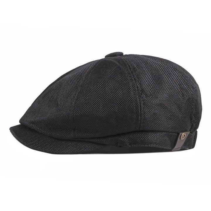 Octagonal Thin Breathable Elastic Band Beret Cap - Black - Adjustable (about 22"-24") - image 4