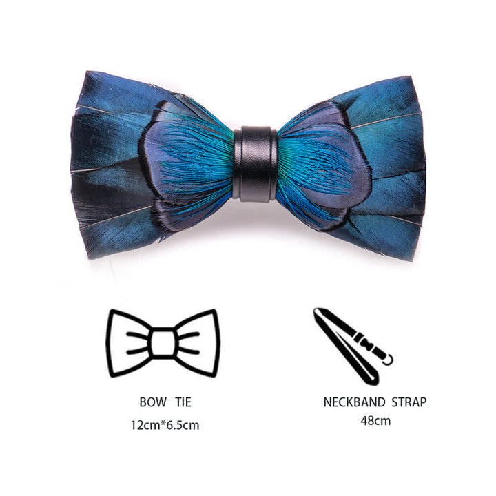 Kid's Cascading Navy Feather Bow Tie with Lapel Pin