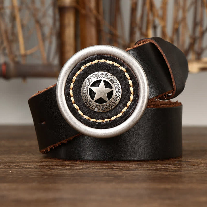 Men's Vintage Pentacle Thicken Leather Belt