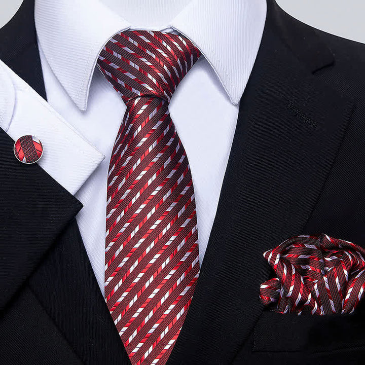 3Pcs Men's Striped with Geometry Necktie Set