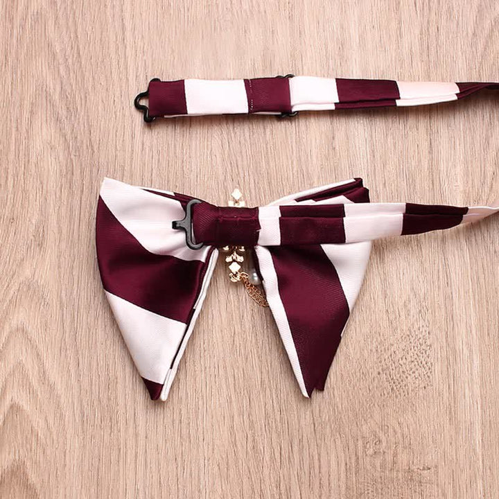 Men's Pearl Striped Oversized Pointed Bow Tie