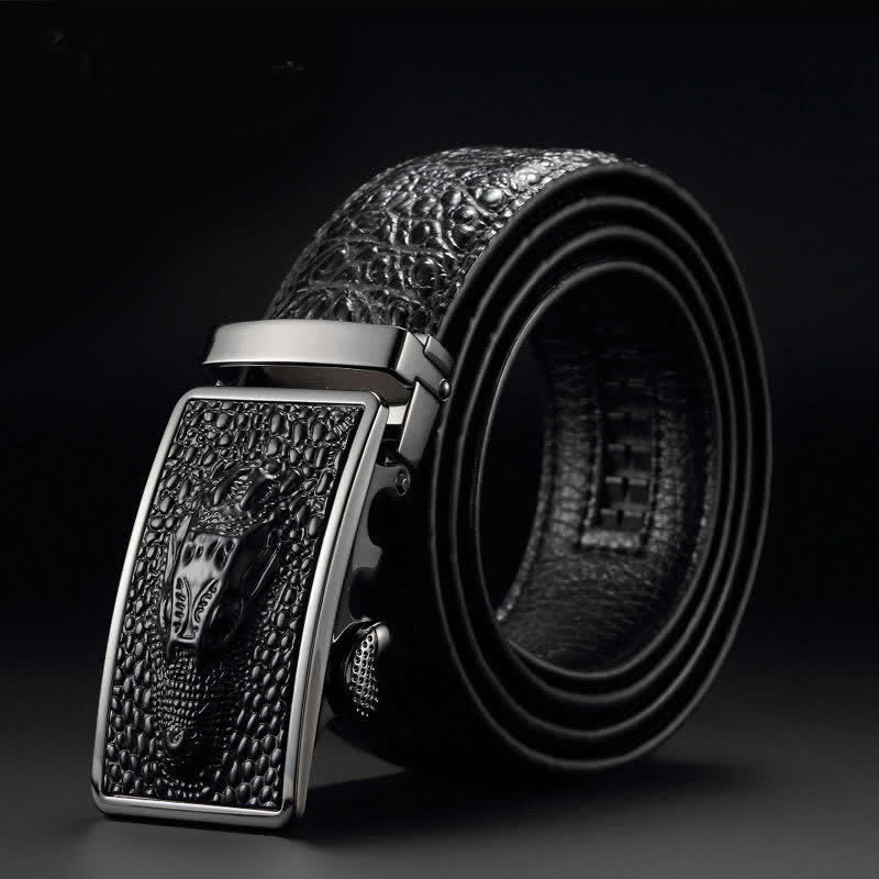 Men's Exotic Alligator Head Buckle Leather Belt