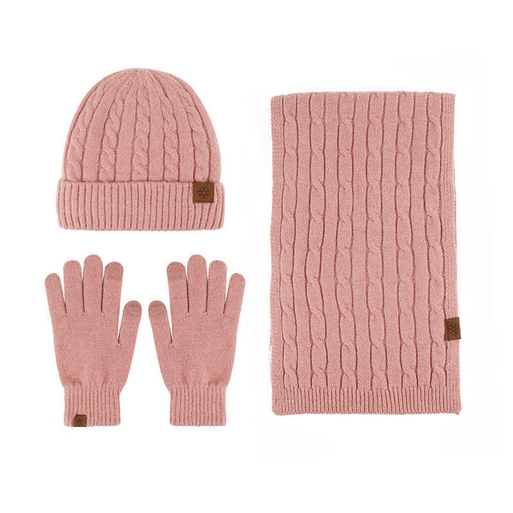 3Pcs Unisex Warm Hat Scarf Gloves Set