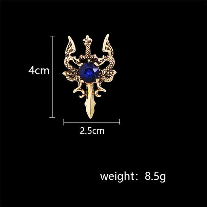 Men's Retro Gem Dragon Sword Brooch