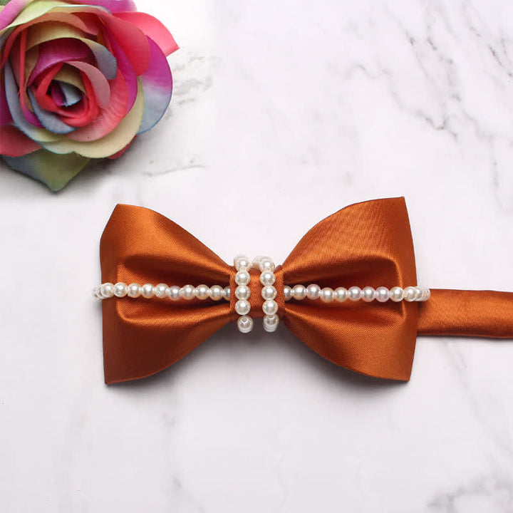 Men's Pearl Decor Chain Bow Tie