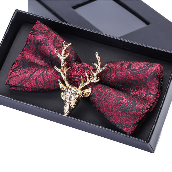 Men's Paisley Christmas Elk Head Decor Bow Tie