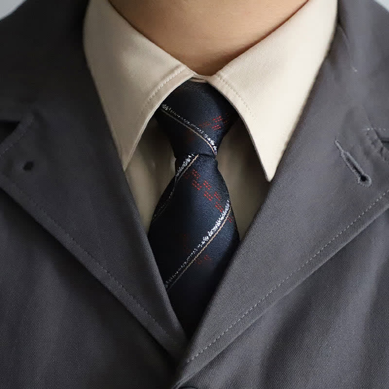 Men's Elegant Zipper Tie Paisley Striped Necktie - Navy Striped - image 10
