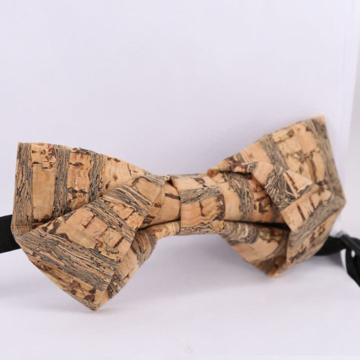 Men's Cork Graphic Lines Wooden Bow Tie