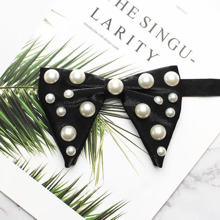 Pearls Bright Oversized Pointed Bow Tie