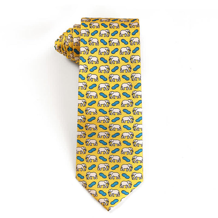 Men's Dancing Animal Motifs Pure Silk Necktie