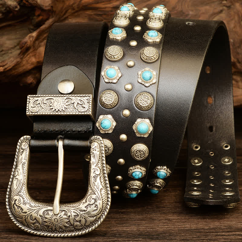 Unisex Luxurious Imitation Turquoise Accents Belt