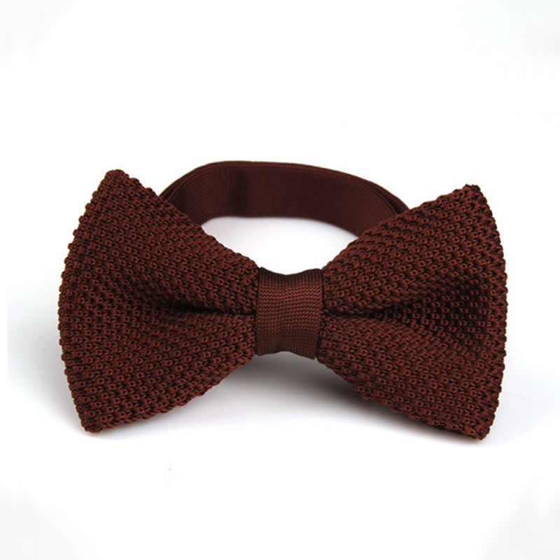 Men's Solid Color Double Layer Knitted Bow Tie