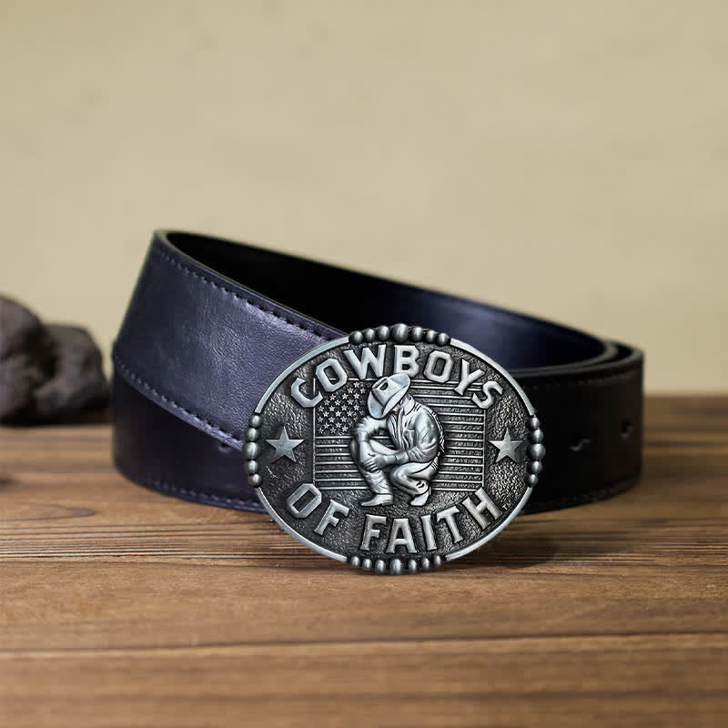 Men's DIY Cowboys Of Faith Buckle Leather Belt