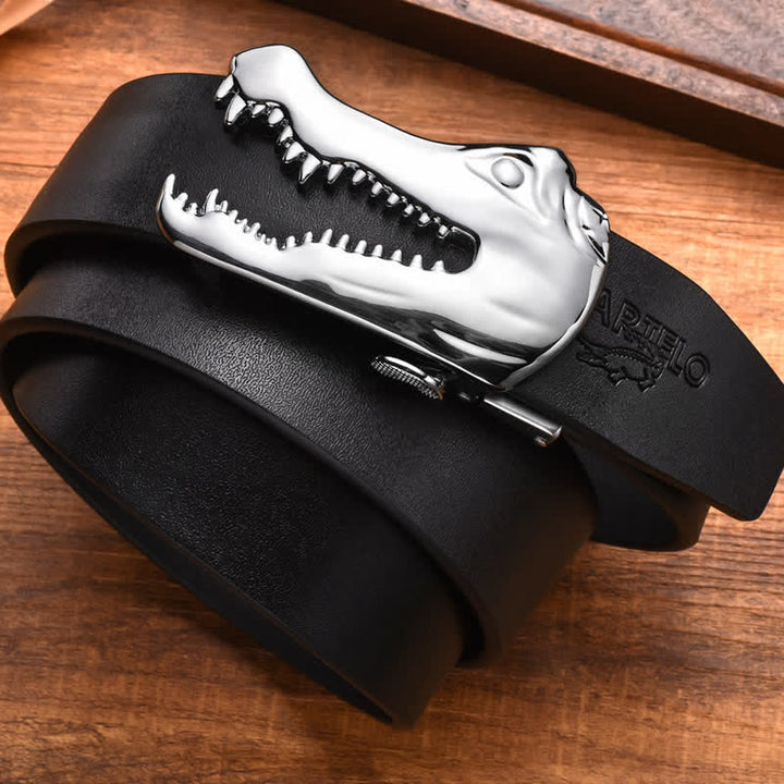 Men's Open-Mouthed Crocodile Automatic Buckle Leather Belt