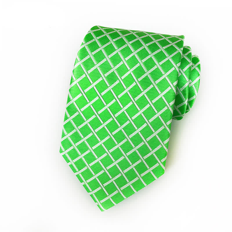 Men's Bright Woven Checked Necktie - Lime - image 9