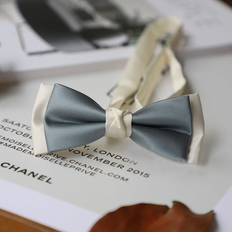 Men's Macaron Color & White Double-layer Bow Tie