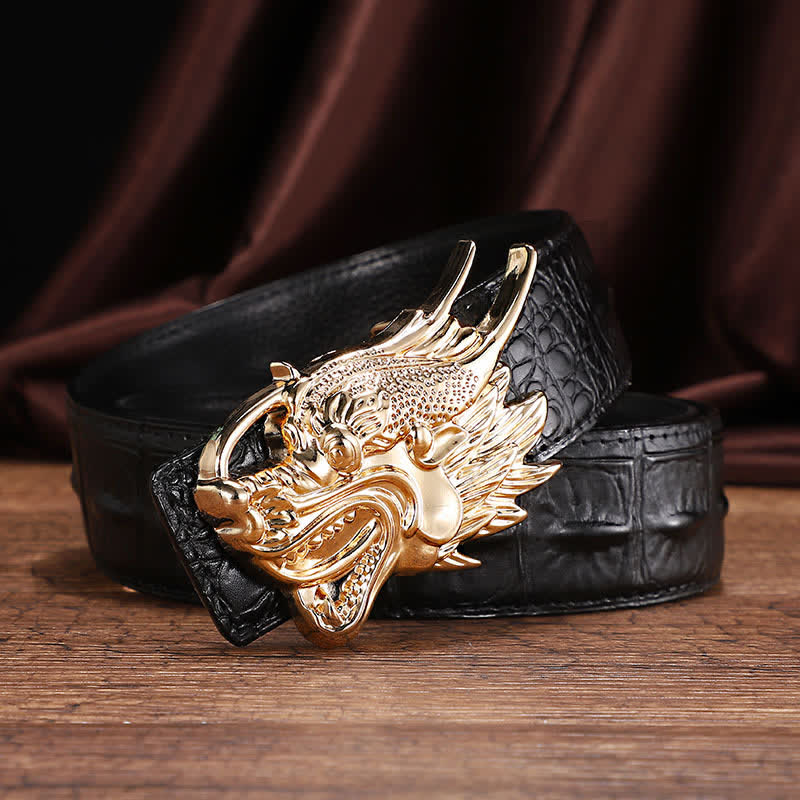 Men's Dragon Crocodile Pattern Leather Belt