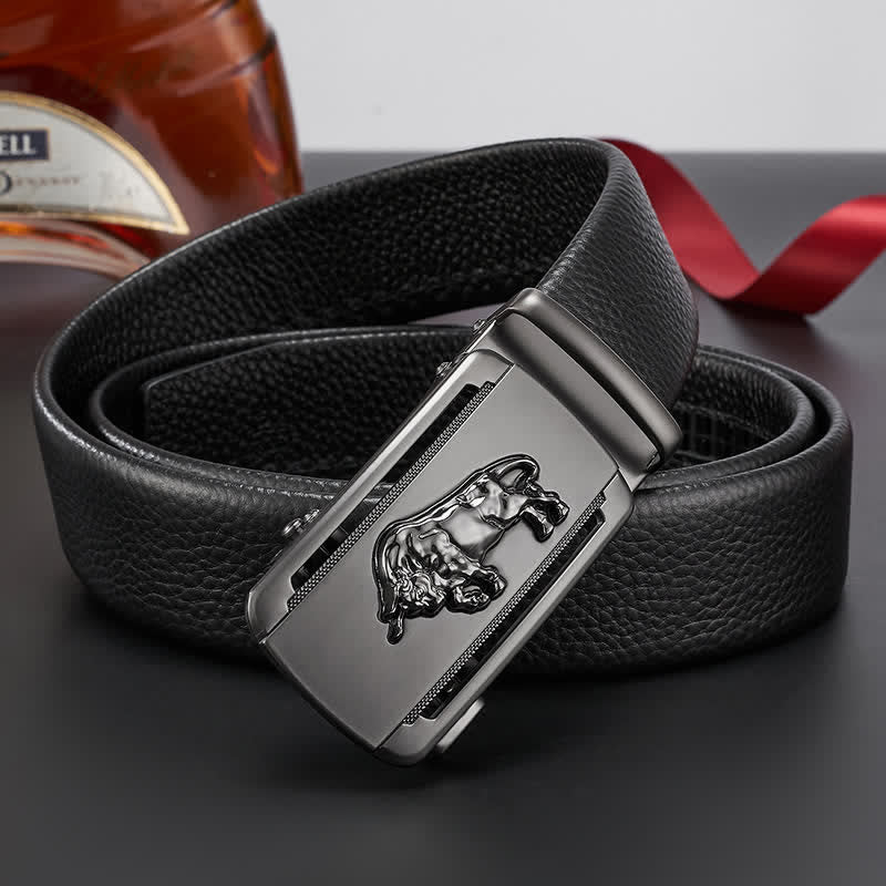 Men's Fierce Cattle Bull Automatic Buckle Leather Belt