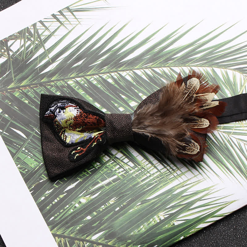 Graphic Sparrow Tail Feather Bow Tie