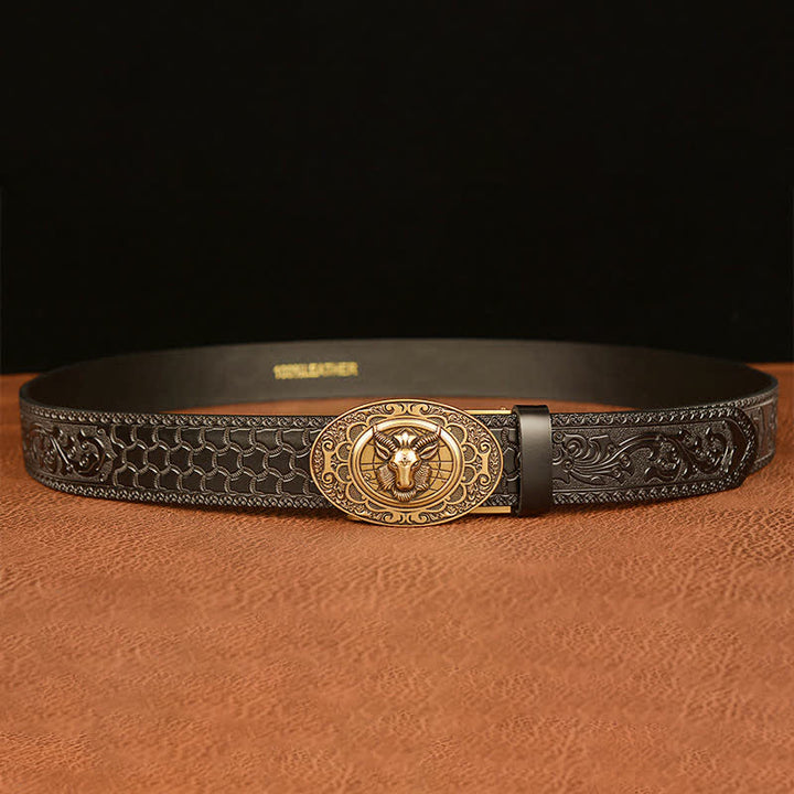 Men's Classical Sheep Head Buckle Leather Belt