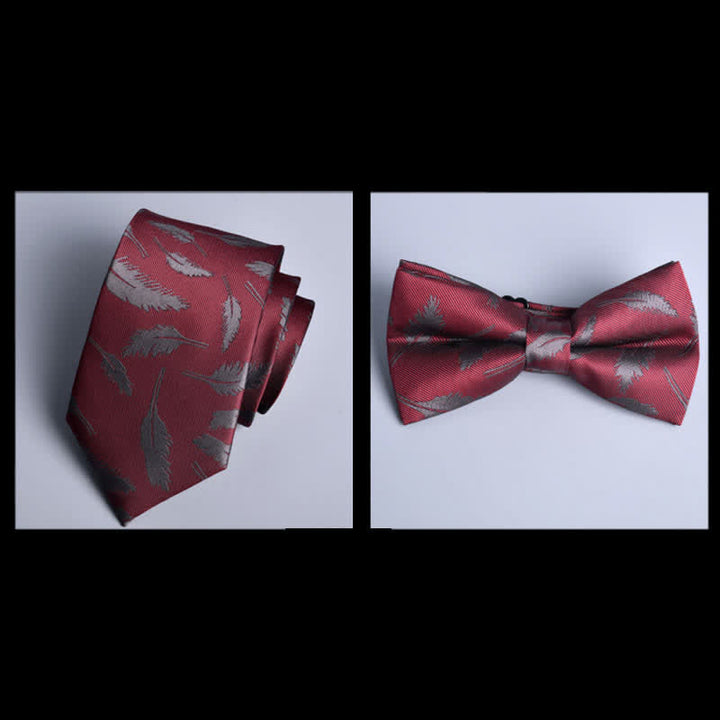 8Pcs DarkRed Leaves Flower Vogue Necktie Bow Ties Gift Box - image 1