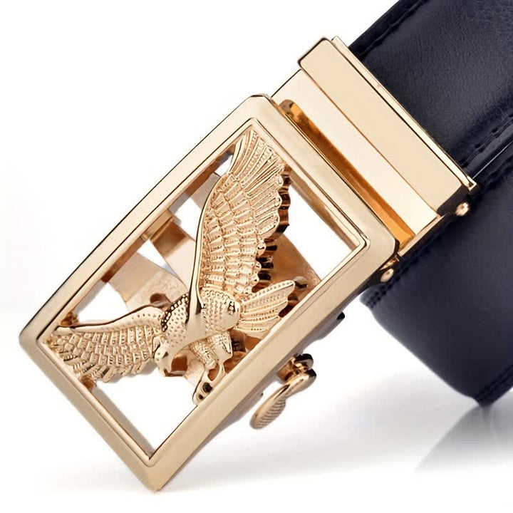 Men's Hollow Flying Hawk Eagle Decor Leather Belt