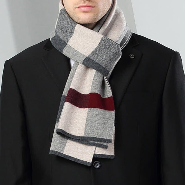 Men's Leisure Business Plaid Pure Wool Scarf