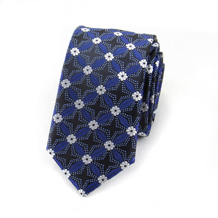 Men's Flower Embroidered Geometric Necktie