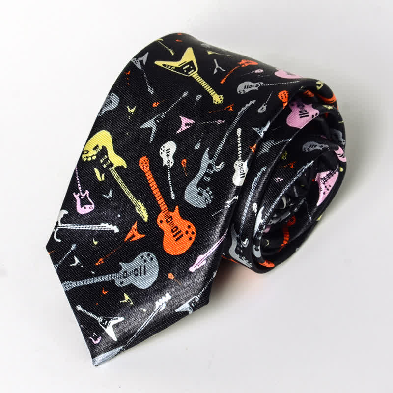 Men's Personality Piano Music Note Necktie - Colored Guitar - image 12