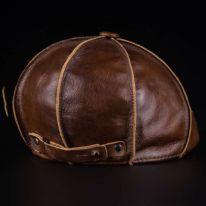 Literary Octagonal Genuine Leather Beret Cap - image 3