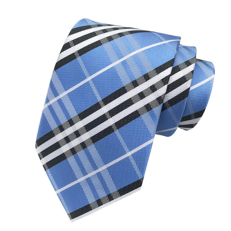 Men's Classic Scottish Plaid Necktie - SkyBlue - image 2