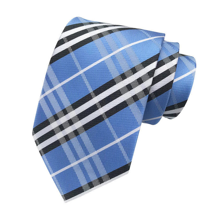 Men's Classic Scottish Plaid Necktie - SkyBlue - image 2