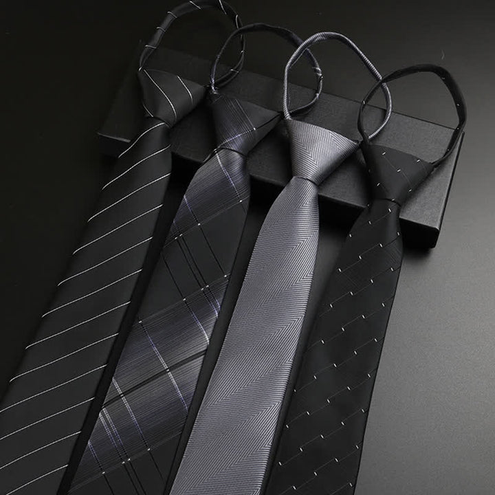 Men's Black-Gray Zipper Tie Classic Necktie