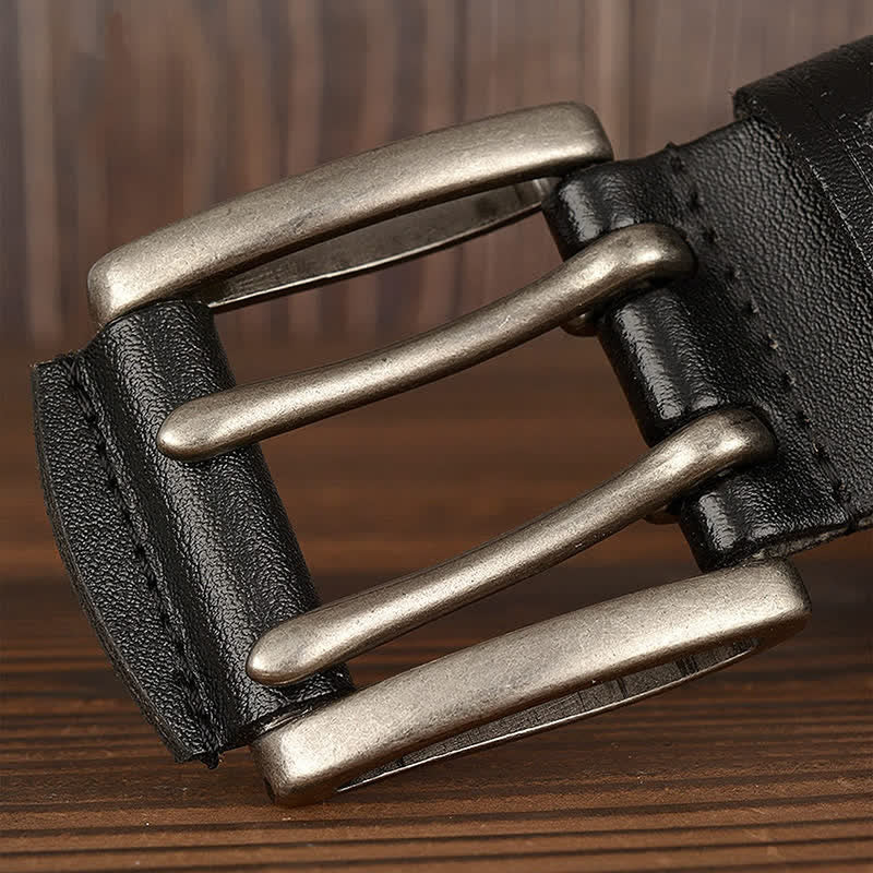 Men's Casual Double Prong Trouser Leather Belt