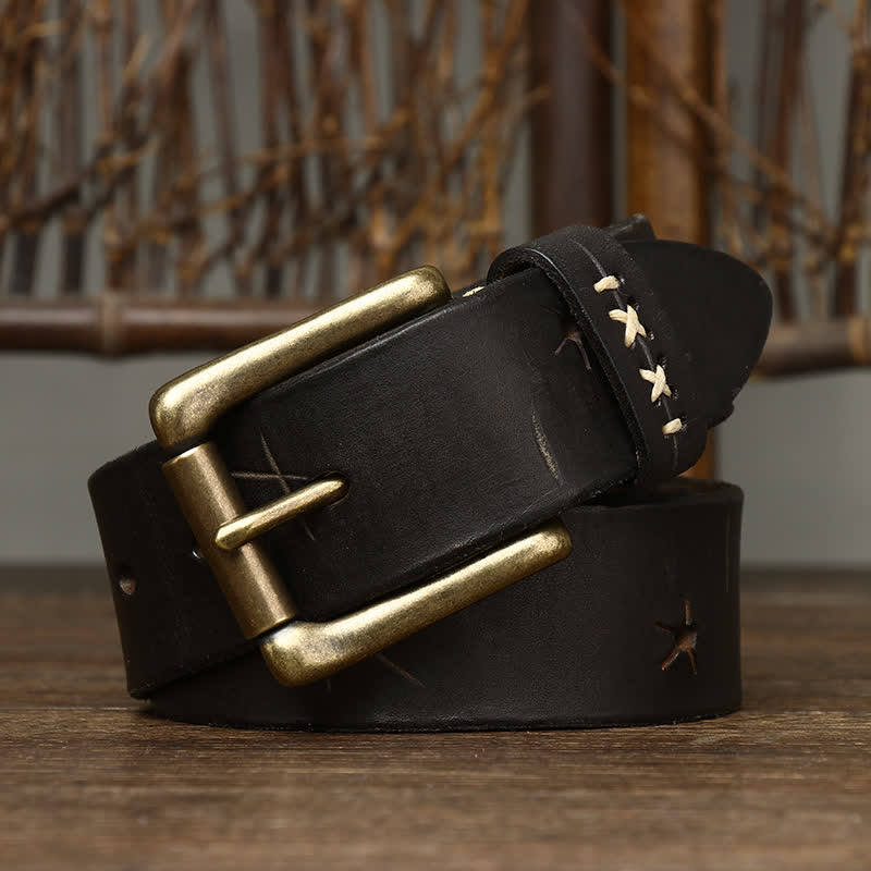 Men's Vintage Fancy Carving Leather Belt - image 13