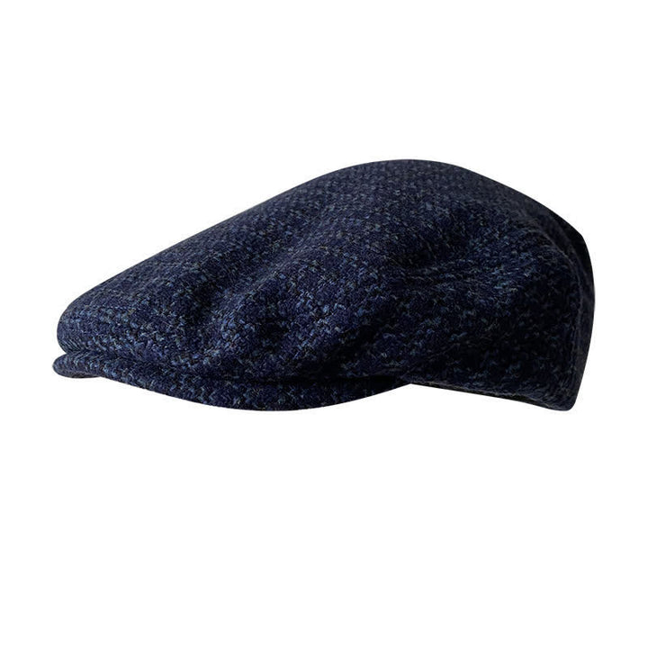 Navy Blue Chequer Autumn Winter Beret Cap