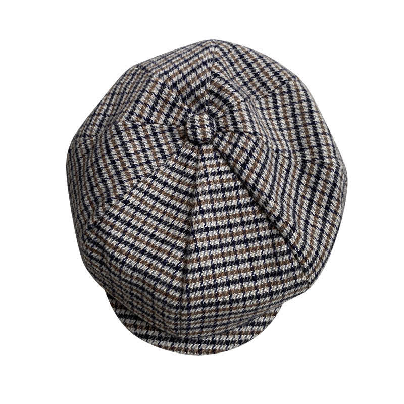 Houndstooth Checked Newsboy Beret Cap