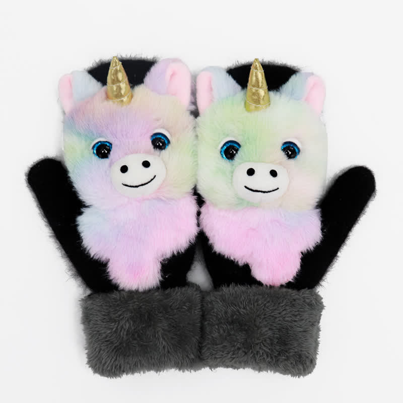 Women's Cute Animal Furry Mittens Gloves