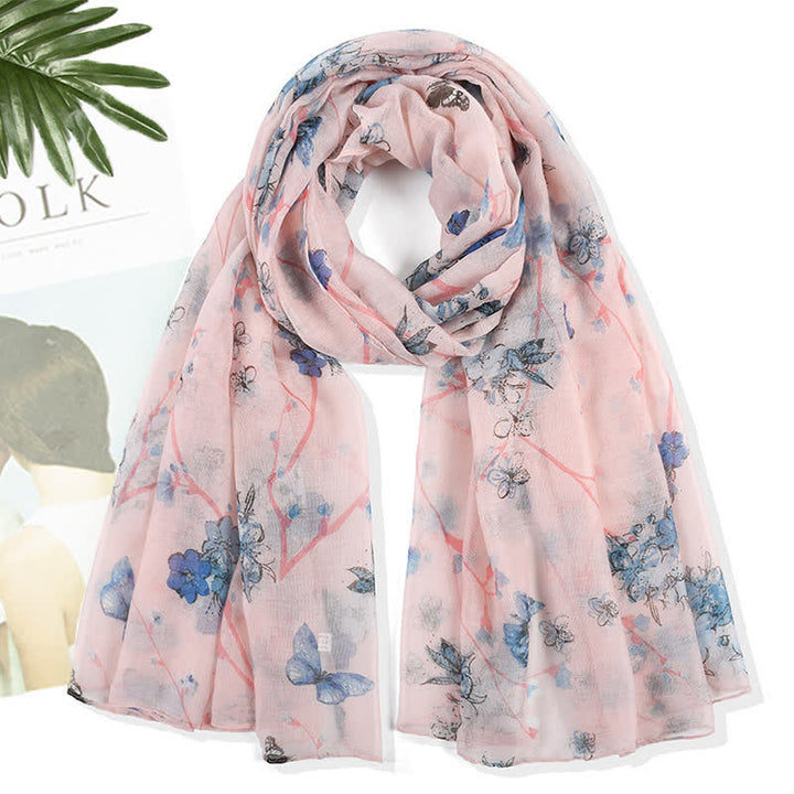 Women's Elegant Vibrant Floral Long Wrap Scarf