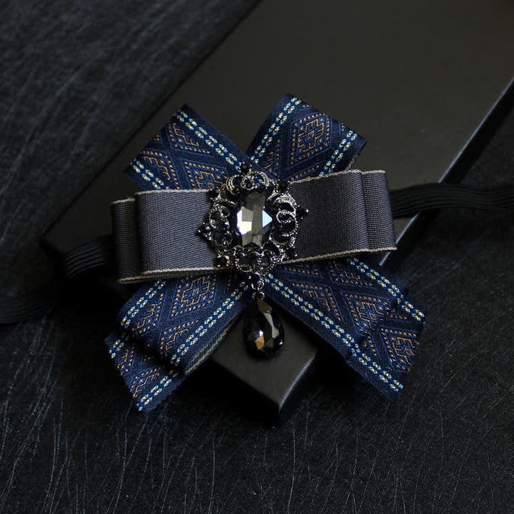 Luxury Blue Rhinestone Waterdrop Bow Tie