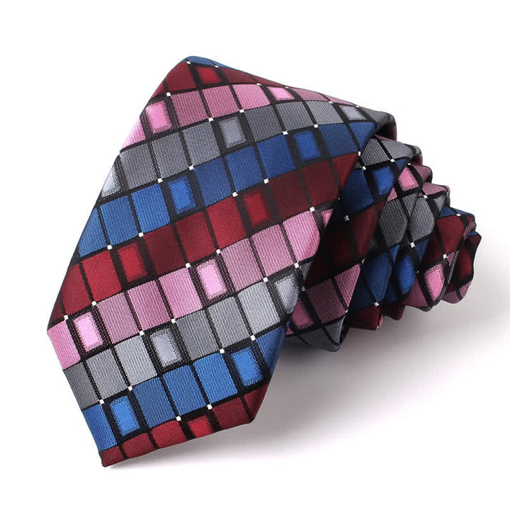 Men's Colorful Patch Square Checkered Necktie