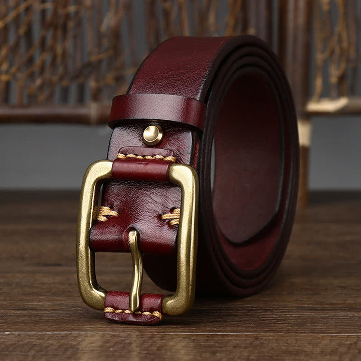 Men's Leisure Heavy Copper Buckle Leather Belt