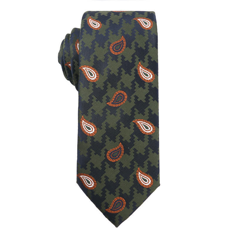 Men's Forest Green Orange Series Necktie - Paisley - image 3